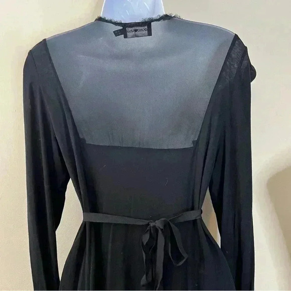 Vintage Armani Black Mesh Midi Dress Size 6 Gothic Romantic Witchy Romantic Goth - Picture 7 of 16